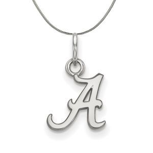 SterlIng Silver U. of Alabama XS (TIny) Initial A Necklace - 20 In